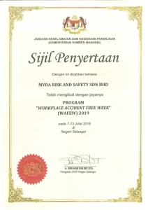 workplace accident free week program