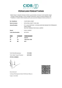 CIDB Registration Acknowledgement